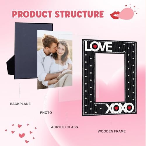 FLYAB Black Love Picture Frame 4x6 Valentines Day Pictrue Frames