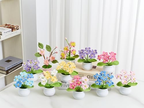 Crochet Flower Potted Handmade Knitted Flower Plant