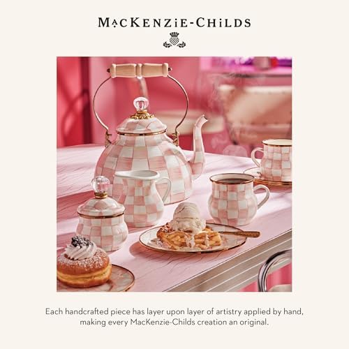 MACKENZIE-CHILDS Stemmed Wine Glass, Pink-and-White Rosy Check