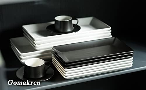 Gomakren Black Serving Platters 10 Inch Rectangular Serving Dishes Set