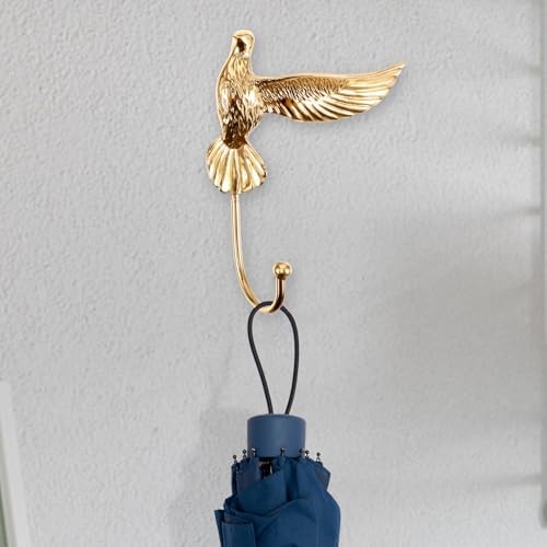 Brass Wall Hook Decorative Coat Hanger Pigeon Shape for Keys and Coats