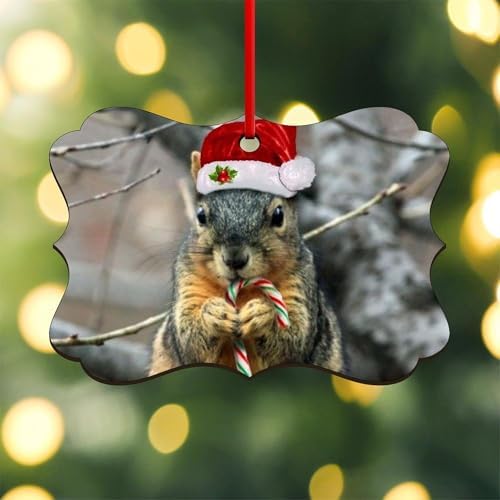 CafePress Christmas Squirrel Scroll Holiday Ornament 4" x 2.75"