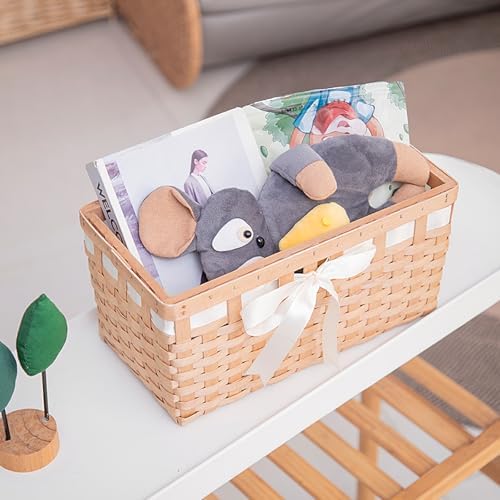 Kingwillow Natural Wicker Gift Basket, Square Storage Basket