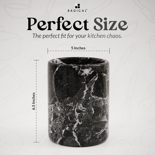 Radicaln Marble Utensil Holder Kitchen Counter, 6.5 Inch Spoon Crock