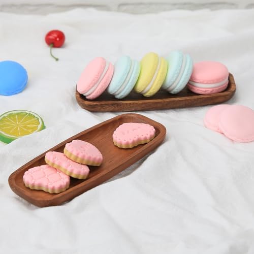 Mini Wooden Serving Platters and Trays, 6.8-inch Solid Acacia Wood
