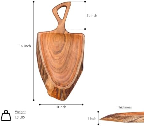 GoCraft Acacia Wood Live Edge Serving Platter with Handle