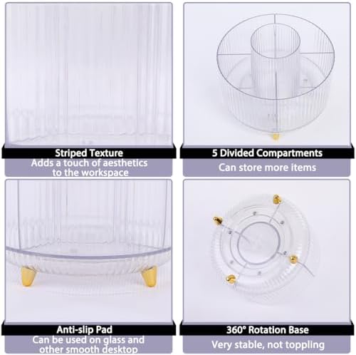 SKYDUE Rotating Pencil Pen Holder, Pen Organizer with 5 Slots
