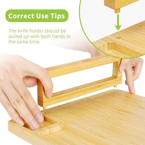 Bamboo Cheese Board, Cheese Tray with 4 Stainless Cutlery