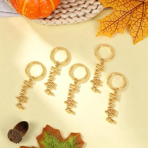 12 Pcs Fall Thanksgiving Gold Keychains Thank You Gifts Bulk