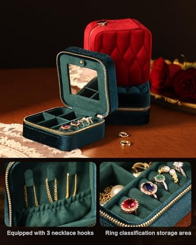 Travel Jewelry Case – Navy Blue Velvet Organizer Adjustable