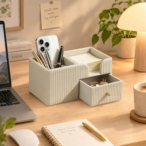 Desk Organizer with Drawer,Pencil Pen Holder for Desk,Sticky Note