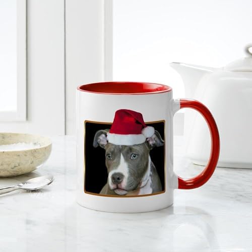 CafePress Christmas Pitbull Pup Mug 11 oz (325 ml) Ceramic Coffee Mug