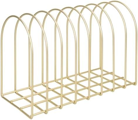 MyGift Brass Metal Wire File Desk Organizer Binder Holder with 8 Wide