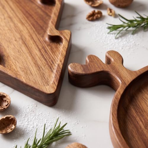 Acacia Wood Christmas Tree Charcuterie and Reindeer Board Tray