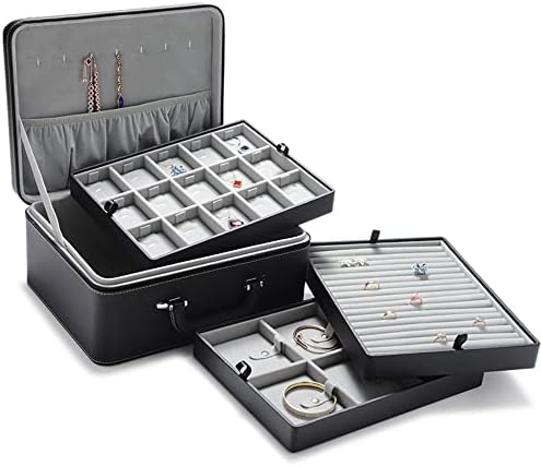 Jewelry Trays stacks Carriable with Handle Zipper Large Box Organizer