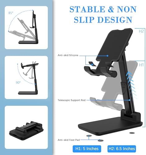 Cell Phone Stand, Adjustable Angle and Height Cell Phone Holder for