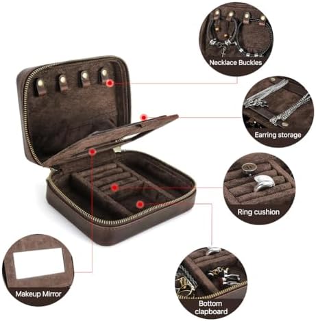 CONTACTS Full Grain Leather Jewelry Box for Men Travel Jewelry