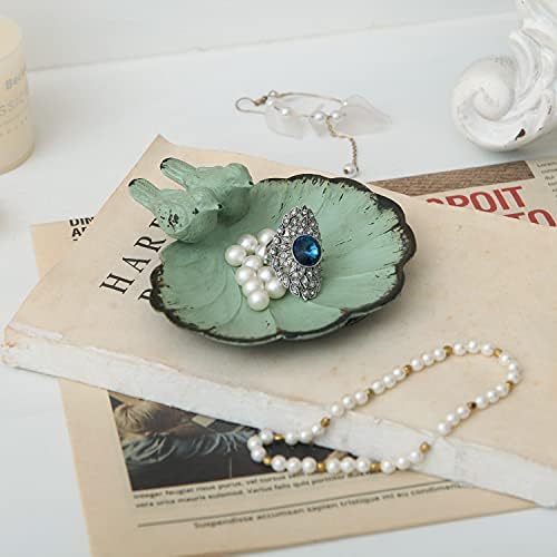 NIKKY HOME Antique Jewelry Dish, Decorative Jewelry Tray with Bird