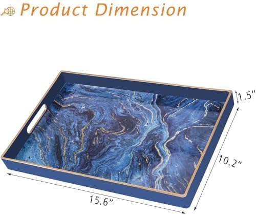 Plastic Serving and Decorative Tray with Handles for Ottoman, Coffee