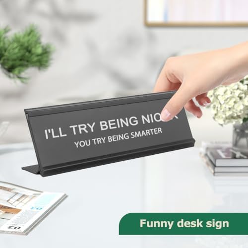 Funny Desk Signs for Office Women Men,Sarcastic Snarky Gift Prank