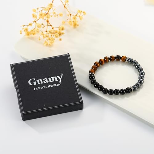 Gnamy Healing Crystal Bracelet Gifts for Men, Triple Protection