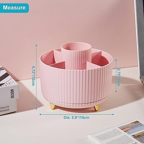 360 Degree Rotating Desk Pen/Pencil Holder, 5-Slot Organizer, Cute
