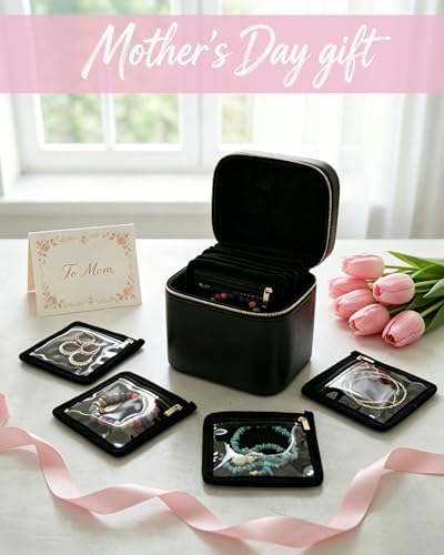 Travel Jewelry Organizer, PU Leather Small Hard-shell Jewelry Box with