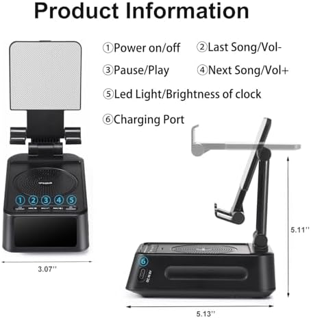 Gifts for Men Women, Phone Stand with Bluetooth Speaker&Clock