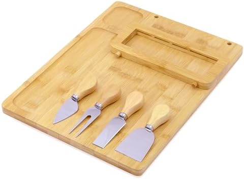 Bamboo Charcuterie Boards Cheese Board Knife Set,House Warming Gifts