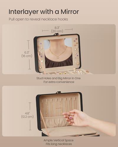 SONGMICS 2-Layer Travel Jewellery Box, Portable Storage Case