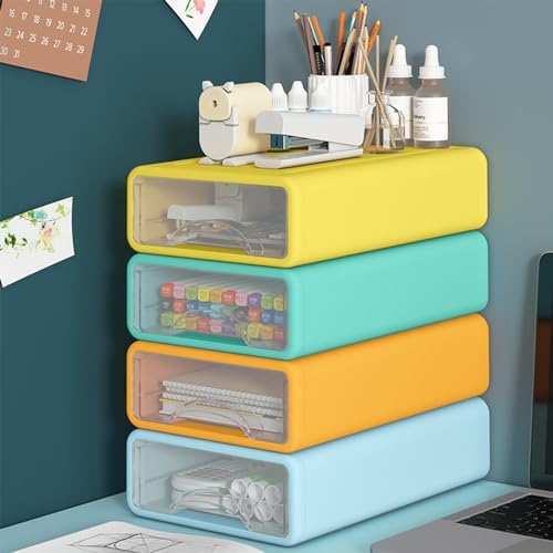 Desk Organizer with Drawers, Stackable Storage Drawers with