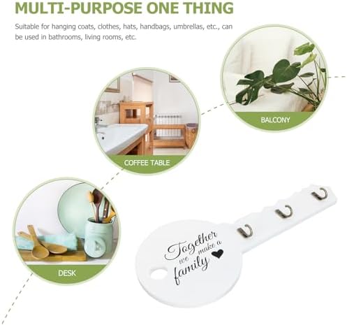 White Wooden Key Shaped Wall Hook, Wall-mounted Hanger for Bags Towels