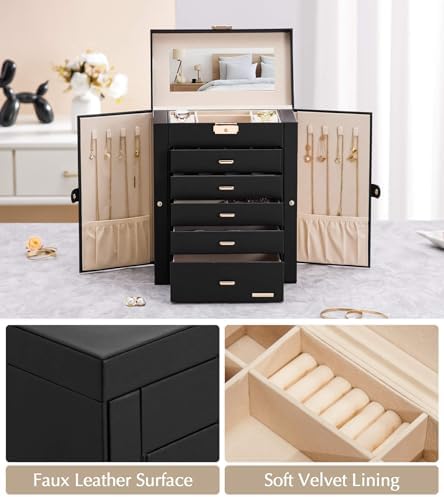 Homde Jewelry Box Large for Women: 6 Layers Organizer with 5 Drawers