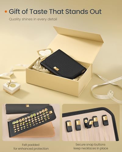SONGMICS HOME Travel Jewelry Case, Foldable Jewelry Organizer with