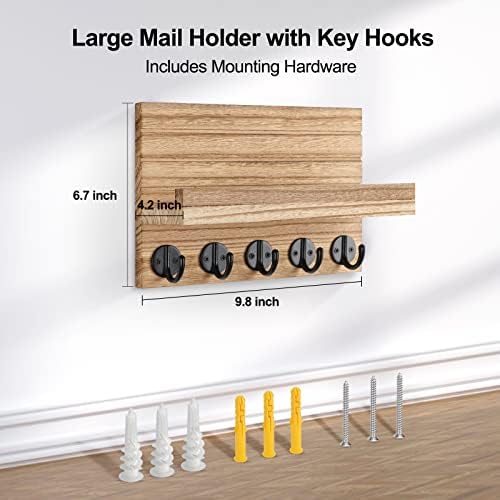 Lwenki Key Holder for Wall, Decorative Key and Mail Holder with Shelf