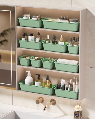 KEMETHY 25 PCS Plastic Drawer Organizers Set, 4 Sizes Vanity