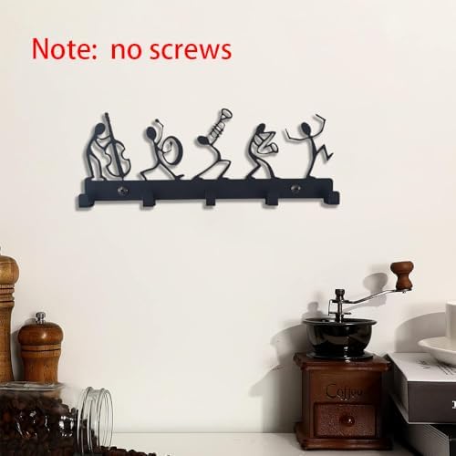 6-Hook Key Holder Wall Mount, Vintage Black Metal Key Hanger
