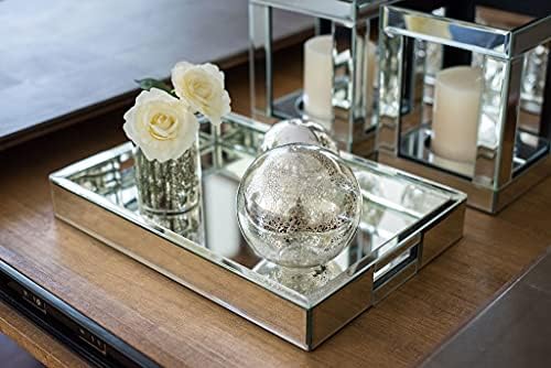 Rectangle Silver Mirror Decorative Tray Size 11” Length x 14” Width x