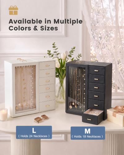Lolalet Large Jewelry Box Organizer for Women, PU Leather Jewelry Case