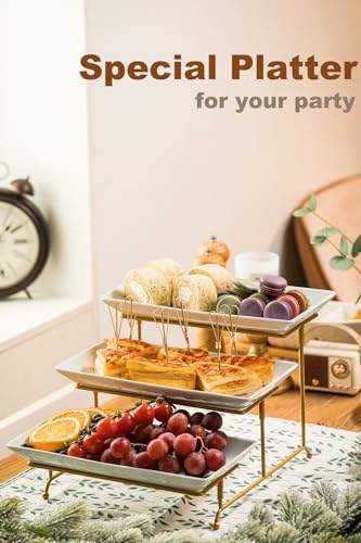 LAUCHUH 3 Tier Serving Tray, Porcelain Serving Platter Tier Serving