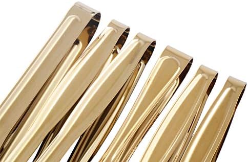 HINMAY Gold Plated Mini Serving Tongs Set 6-Inch Appetizers Tongs, Set