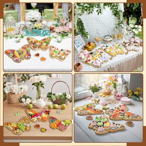 3 Pcs Butterfly Charcuterie Board with 2 Dipping Saucers and 2 DIY