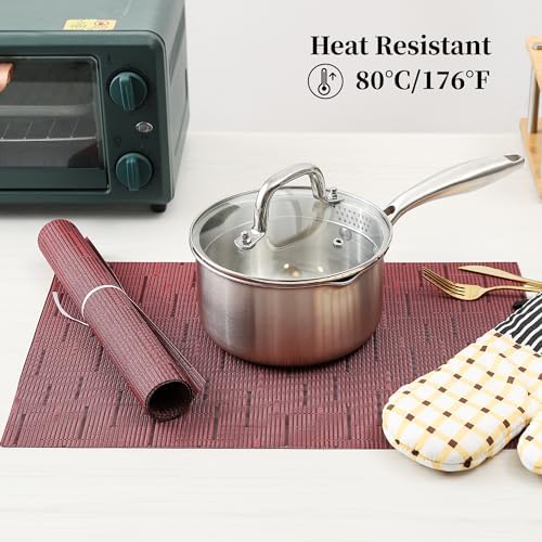 Burgundy Placemats Set of 6 - Heat Resistant Non-Slip Place mats for
