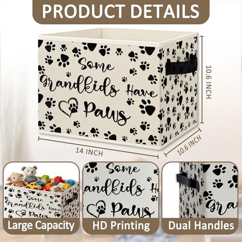 Dog Grandparents Gifts Foldable Storage Bins Box with Handles, Dog