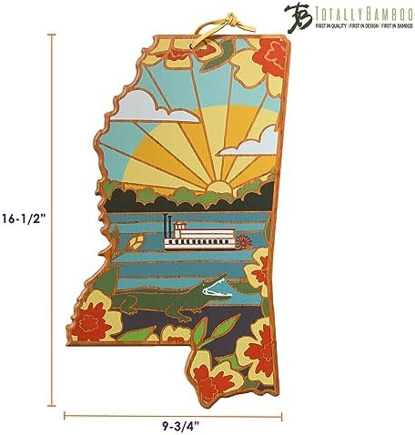 Totally Bamboo Mississippi State Shaped Cutting Board, Summer Stokes