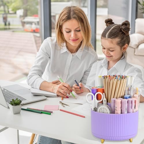 Camelmother 360°Rotating Pen&Pencil Holder For Desk With 5Slots Cute