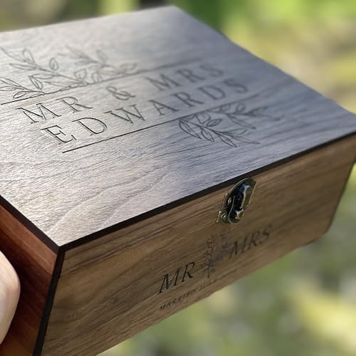 Personalized Wedding Card Box, Wooden Memory Keepsake Lock box with