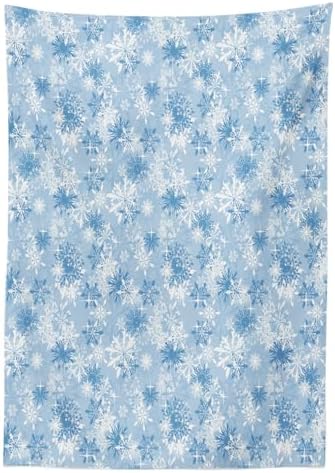 Ambesonne Snowflake Tablecloth, Winter Holiday Illustration Christmas