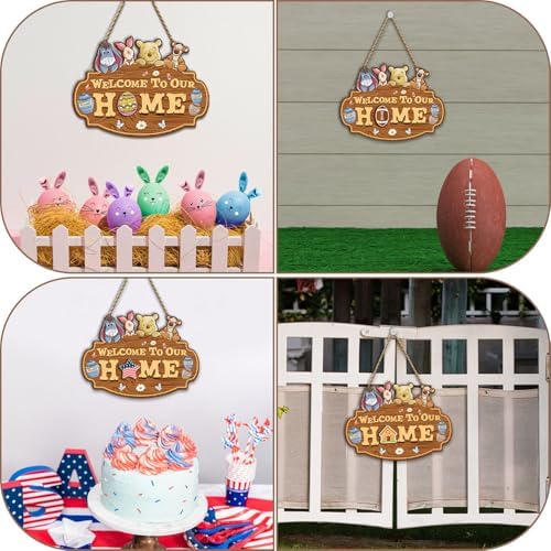 Winnie Welcome Sign for Door Decor, the Pooh Welcome to Our Home Sign