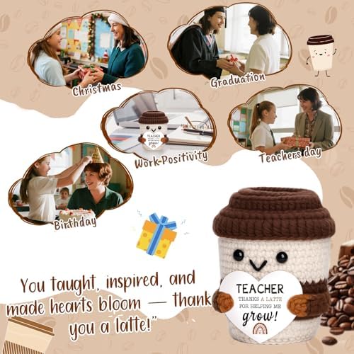 Teacher Gifts Christmas Appreciation Gift for Women Men Crochet Coffee